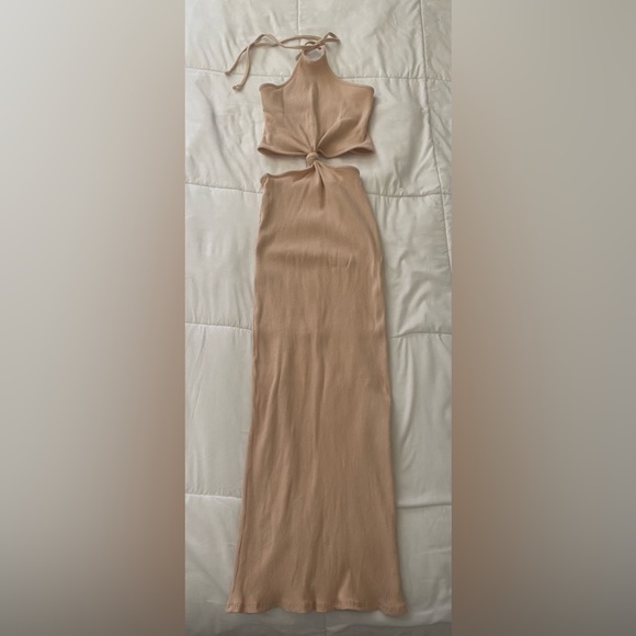 Vici Dresses & Skirts - Rita Cotton Cutout Halter Midi Dress - Sand